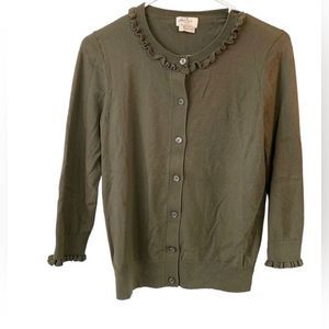 Kate Spade Olive Green Ruffle Cardigan